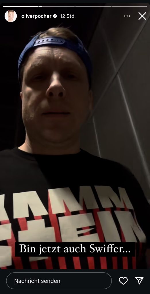 Oliver Pocher trägt auf dem Taylor Swift Konzert ein Rammstein T-Shirt.